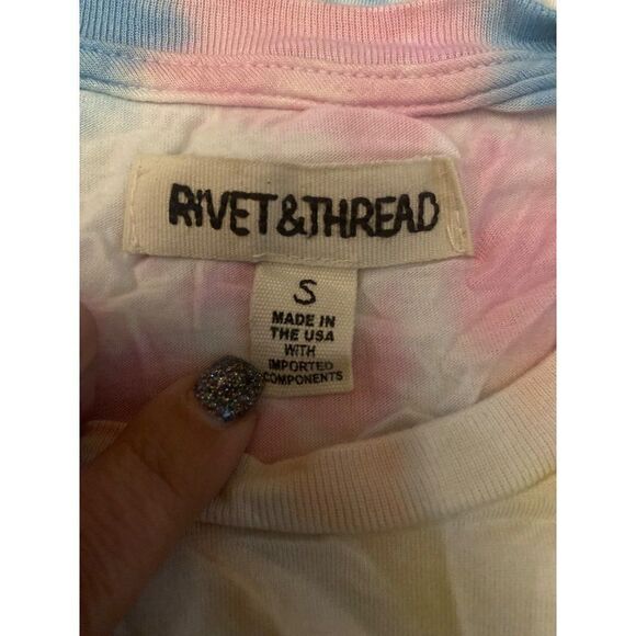 Rivet & Thread women's light tie dye short sleeve cotton blend t-shirt sz small - Picture 7 of 8